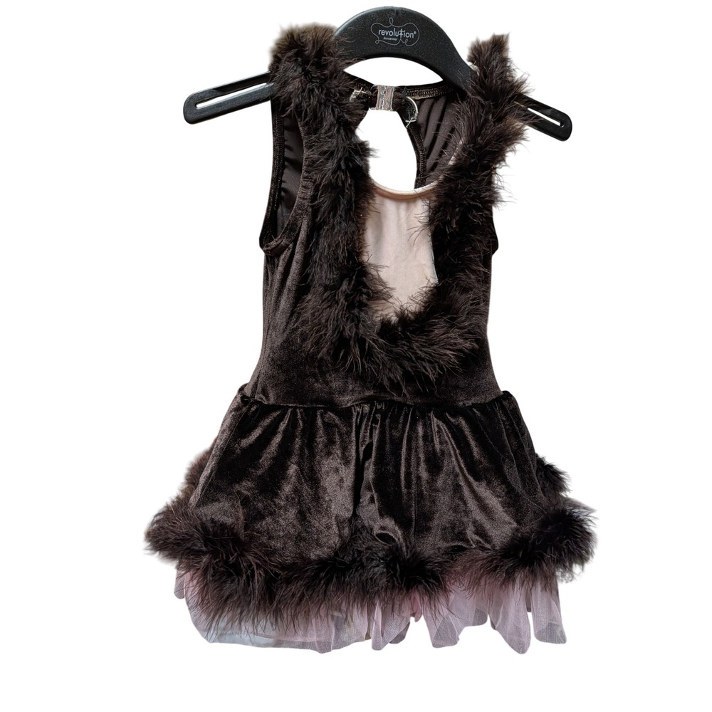 Revolution Dance Costume Kids Small Brown Excellent Velvet Fur Bear Leotard Set